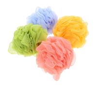 TOPBATHY 4Pcs Bath Flower Shower Balls for Men Women PE Material Bathing Bubble Making Scrubbers Gentle Exfoliating Body Puff for Home Bathroom Use Ergonomic Grip Design