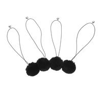TOPBATHY 4pcs Black Plush Cat Spring Ball Toys with Bells for Cat Scratching Post and Tree Replacement Interactive Play and Convenient Placement