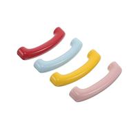 TOPBATHY 4pcs Bow Shaped Ceramic Hardware Pulls with Brass Base, Wear-Resistant and Easy to Install Cabinet Door Handles, 96mm Hole Spacing, Vibrant Assorted Colours, for Random Color