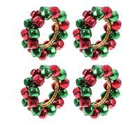 TOPBATHY 4pcs Christmas Napkin Rings Decorative Bell Xmas Themed Napkin Clasps for Party Table Decorations