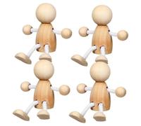 TOPBATHY 4pcs DIY Wooden Peg Dolls Unfinished Natural Wood Craft for Teens Painting Small Peg People Creative for Imaginative Play and Decoration