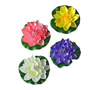 TOPBATHY 4pcs Floating Artificial Lotus Flowers Foam Decorations Realistic Water Lily Ornaments for Fish Tank Garden Pool Fountain Party Decor in White Pink Yellow Purple