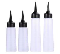 TOPBATHY 4Pcs Hair Dye Bottles Refillable Hair Coloring Shampoo Containers for Salon Use, Large and Small Size Set with Drip Nozzle for Precise Application