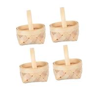 TOPBATHY 4pcs Handwoven Mini Wooden Candy Baskets Portable Food-safe Woven Holders for Party Favors Lightweight Decorative Boxes for Candy Biscuits and Items