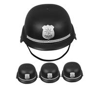 TOPBATHY 4pcs Helmet British Bobby Style Plastic Cop Costume Hats for Role Play Halloween Party Pretend Play Accessories for Boys