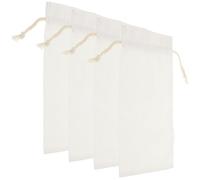 TOPBATHY 4Pcs Linen Drawstring Wine Bottle Bags 16X35.5Cm White Reusable Sublimation Blank Pouches for Party, Wedding, Travel Liquor Carrier