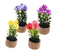 TOPBATHY 4pcs Mini Artificial Aquatic Plants Realistic Miniature Fake Flowers for Dollhouse Office Desk Home Decor Low Maintenance Natural Colors Small Portable