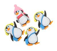 TOPBATHY 4Pcs Penguin Cake Toppers Adorable Cartoon Figures for Christmas and Birthday Cake Decoration for Indoor Decor and Family Baking Fun