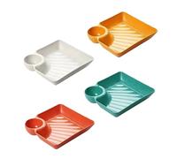 TOPBATHY 4pcs Pp Dumpling Plates with Sauce Holder Multipurpose Snack Serving Platters for Family Parties and Everyday Use, Easy to Clean Modern Design