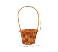 TOPBATHY 4Pcs Small Handmade Woven Plastic Storage Baskets with Handle, Round Imitation Rattan Organizers for Kitchen, Table, Fruit, Vegetable Storage and Wedding Decor