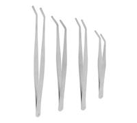 TOPBATHY 4pcs Stainless Steel Gardening Tweezers Professional Planting Tools with Angled and Straight Tips Compact Portable Design for Nature Exploration and Educational Outdoor Use