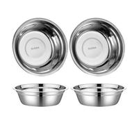 TOPBATHY 4pcs Stainless Steel Soup Bowl, Wide-mouthed Stackable Mixing Bowl | Silver Finish, Random Inner Pattern, Lightweight Portable Design, Indoor and Outdoor Use, Space-saving Storage Random Style