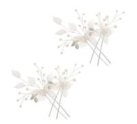 TOPBATHY 4pcs U-shaped Bridal Hair Pins with Handmade Pearl Leaf Design Lightweight and Secure Hair Accessories for Women Versatile Flower Wedding Headpieces for Bridesmaids and Special