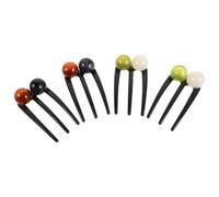 TOPBATHY 4pcs Vintage Chinese Hair Bun Maker Tool Prong Beaded Hairpin for Long Hair Thick Updos Chinese Style Clips for Buns and Costume Styling