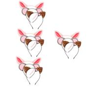 TOPBATHY 4sets Soft Brown Mouse Ears Hair Band Boys and Girls Animal Ears Headband Zoo Decor Headband Face Wash Cosplay Accessory 3pcs*4