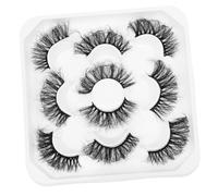 TOPBATHY 5 Pairs Textured Eyelash Flower Tray Natural Long False Eyelashes Soft for Makeup and Cosplay Lashes Easy DIY Application