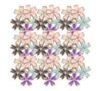 TOPBATHY 50PCS Floral Alloy Pendant Charms for Jewelry Making, Sakura Flower Hanging Charms Set White, Purple, Pink, Black, Blue for Handmade Accessories and Keychain Crafting