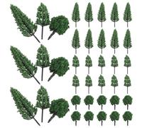 TOPBATHY 50pcs Green Plastic Model Trees with Base for Train Models Natural Design with Flexible Combination and High Realism for Railroad Scenery Decorating and Building Realistic Micro