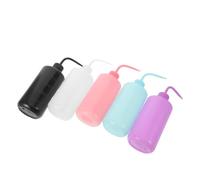 TOPBATHY 5pcs 500ml Eyelash Wash Bottles with Curved Nozzle Plastic Squeeze Rinse Bottles for Tattoo Cleaning and Lab Use, Safety Water Flow Control, Multi-color Set for Beauty and Personal