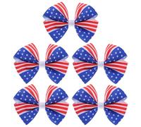 TOPBATHY 5pcs Blue Bow Hair Clips with Fade-resistant Fabrics and Printing Featuring Flag Pattern and Stars Stripes for Patriotic Events and Independence Day