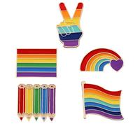 TOPBATHY 5pcs Creative Rainbow Color Alloy Brooch Clothes Pin Badge with Oil Drip Corsage, Fashion Pattern Designed Suit Decoration for Pride Fancy Dress and Clothing Accessories