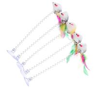 TOPBATHY 5pcs Pet Cat Teaser Wands with Bell for Interactive Play, Metal Material, Cat's Mood and Stress, for Indoor Cat Playing