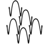 TOPBATHY 5Pcs Wall-Mounted Yoga Mat Storage Rack with Extendable Hooks for Exercise Towel and Foam Roller Organizer, Black Plastic Wall Hanger for Home Gym and Workout Mat Storage