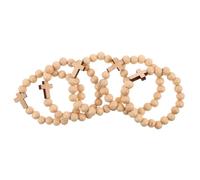 TOPBATHY 5pcs Wooden Bead Cross Bracelets for Men and Teens, Smoothly Polished round Prayer Wristbands with Faith-inspired Design, Versatile Christian Jewelry for Confirmation and Travel