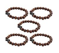TOPBATHY 5pcs Wooden Cross Beaded Bracelet Set Lightweight Design with Symbolic Cross Pendant, Handcrafted Natural Wood Beads for Men and Women, for Work and Special Occasions