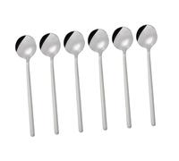 TOPBATHY 6 Pcs Stainless Steel Mini Round Teaspoons for Coffee Sugar Stirring Dessert Smooth Handle Silver for Home Bistro