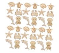TOPBATHY 60pcs Ocean Animal Wooden Cutouts for DIY Crafts Unfinished Wood Shapes for Painting and Decorating Natural Smooth Surface Wooden Embellishments for Art Education and Party