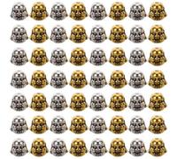 TOPBATHY 60pcs Vintage Tibetan Buddha Head Spacer Beads Set - 30 Antique Silver 30 Antique Gold Alloy Miniature Maitreya Charms for Meditation Bracelets Necklace Jewelry Making