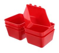 TOPBATHY 6pcs Hanging Bird Feeding Bowls with Clamps for Chicken and Bird Cages, Red Pe Material, Easy to Use and Clean, for Pet Owners and Enclosure Feeding