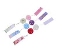 TOPBATHY 6pcs Japanese Wind Chimes Glass Bells with Flower Design Radiant Outdoor Hanging Decor for Garden Balcony Porch Tranquil Melody and Cultural Elegance