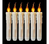 TOPBATHY 6pcs LED Candle Lamp with Long Stem, Party Celebration Decor White