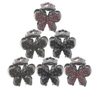 TOPBATHY 6Pcs Mini Rhinestone Butterfly Hair Claw Clips Set, Small Metal Decorative Updo Clips for Women, Non-Slip Colorful Hair Accessories for Weddings and Holiday Parties
