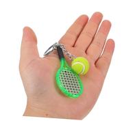 TOPBATHY 6pcs Mini Tennis Ball Keychains with Racket Charms Sports Souvenir Pendant in Purple Yellow Red Green Orange Blue Tote Bag and Keyring Accessories for Couples and Fans