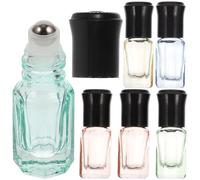 TOPBATHY 6Pcs Octagonal Glass Roller Bottles for Perfume Essential Oils Cosmetics Reusable Portable Travel Accessories with Steel Balls for Face and Body Care