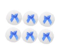 TOPBATHY 6pcs Powder Puff Ultra Soft Plush Body Applicator with Bow Design for Diaper Care Gentle Setting Sponge Pads for Home and Travel
