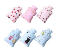 TOPBATHY 6pcs PVC Hot Water Bottle with Insulation for Treating Sports Injuries, Mini Portable Heat Bag for Christmas and New Year's Day, Cute and Adorable Design for Mothers and Friends