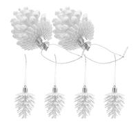 TOPBATHY 6Pcs White Decorative Pine Cones with Hanging Strings Lightweight Plastic Christmas Tree Decorations for Home Festive Party Rustic Holiday Ornament
