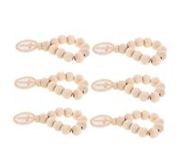 TOPBATHY 6pcs Wooden Rosary Beads with Crucifix Keychain Bracelets for Baptism and First Communion Handpolished Smooth Wood Craft Beads Spiritual Shower and Religious Ceremonies