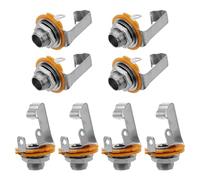 TOPBATHY 8pcs 6.35mm Mono Input Jack Socket Panel Mount Silver Stainless Steel Guitar Microphone Adapter with Versatile Connectivity and Easy Installation for Pedals