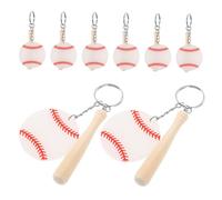 TOPBATHY 8pcs Baseball Keychain with Wooden Bat Acrylic Sports Keyring Blanks for Car Key Ring DIY Party Favor Charms for Bags Backpacks Wallets Lightweight and Sturdy Accessories