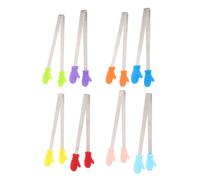 TOPBATHY 8pcs Mini Stainless Steel Serving Tongs with Silicone Tips Non Slip Small Kitchen Utensils for Appetizers Ice Cubes Snacks and BBQ Portable Food Clips for Buffet and Outdoor Use