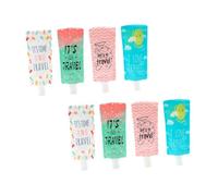 TOPBATHY 8pcs Travel Foldable Lotion Dispensers 100ml Leakproof Empty Shampoo and Lotion Containers Colorful Star, Sky Blue, White Dot, and Pink for Travel Toiletries
