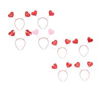 TOPBATHY 8Pcs Valentine’S Day Heart Headbands Hairband Set, Red Heart-Shaped Romantic Hair Accessories for Party and Costume, Unique Headdress Props for Women and Random Style