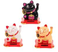TOPBATHY Adorable Cats Car Decor 3pcs Solar-Powered Waving Cat Figurines for Wealth Luck