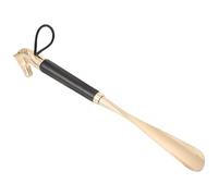 TOPBATHY Alloy Wood Shoe Horn Long Handle Horse Head Black 32cm for Seniors | No Edges, Comfortable Grip, Easy Shoe Dressing Aid, Handled Helper for Home or Travel Use