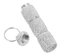 TOPBATHY Aluminum Alloy Pill Case with Rhinestone Finish Portable Medicine Organizer Keychain Stylish Travel Pill Box for Prescriptions and Supplements